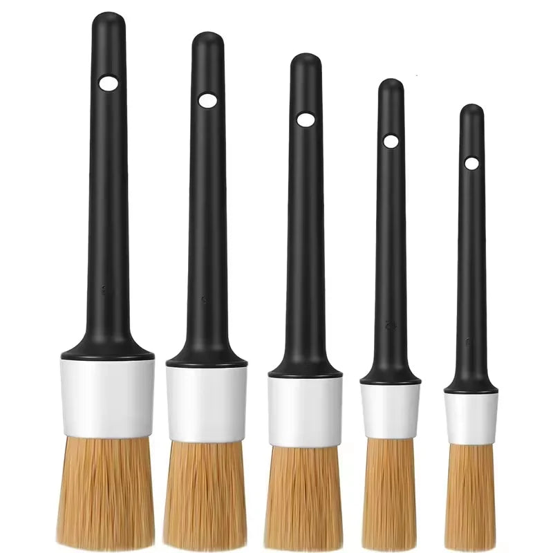 5Pcs Car Detailing Brush Set Car Cleaning Brushes Sponges Towels for for Washing Emblems Wheels Interior Auto Accessories