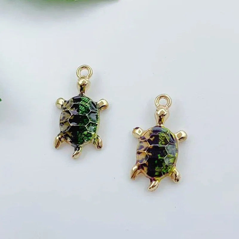 16pcs mixed with 16 cute oil drop printed ocean turtle DIY accessories pendant alloy accessories