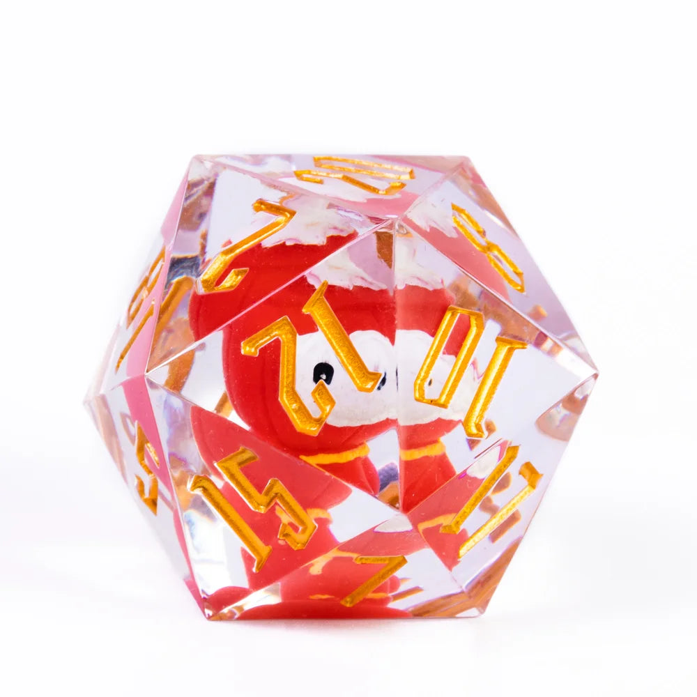 Cusdie 33mm Rainbow Film D20 Dice, 20 Sided Resin Sharp Edges Dice, Single D20 Polyhedral Dice, for Role Playing Board Game