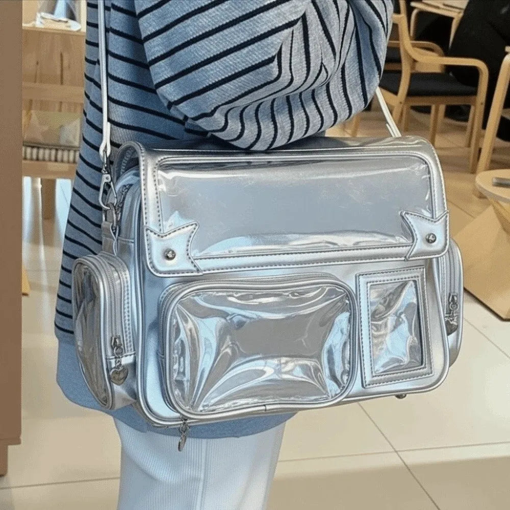 Transparent Convertible Ita Backpack PU Leather Solid Color Kawaii Uniform Bag Ita Japanese Style Waterproof