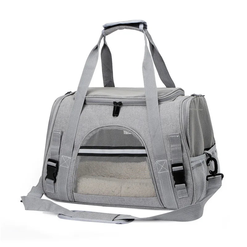 Portable Pet Travel Bag Dog Bag Mesh Dog Carrier Bag with Thick Cotton Cushion Pet Aviation Backpack Anti-suffocation Outdoor