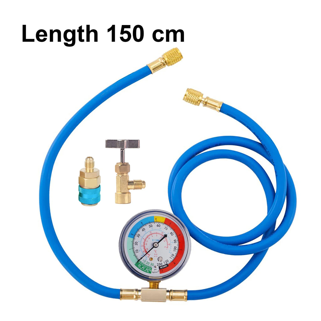 R134A Air Conditioner Gas Cooler with Pressure Gauge Refrigerant Charging Hose Refrigerant Gas Refill for Car Automobile
