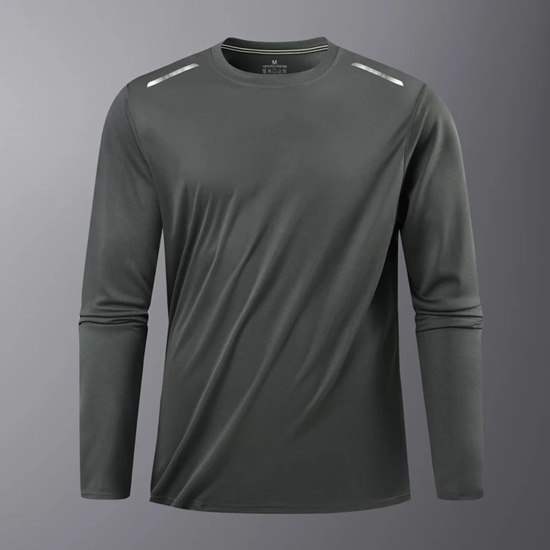 CHRLCK Men's Hiking Quick Drying T-shirts Breathable Camping Running Fishing Soft Elasticity Long Sleeve Tees Summer Autumn