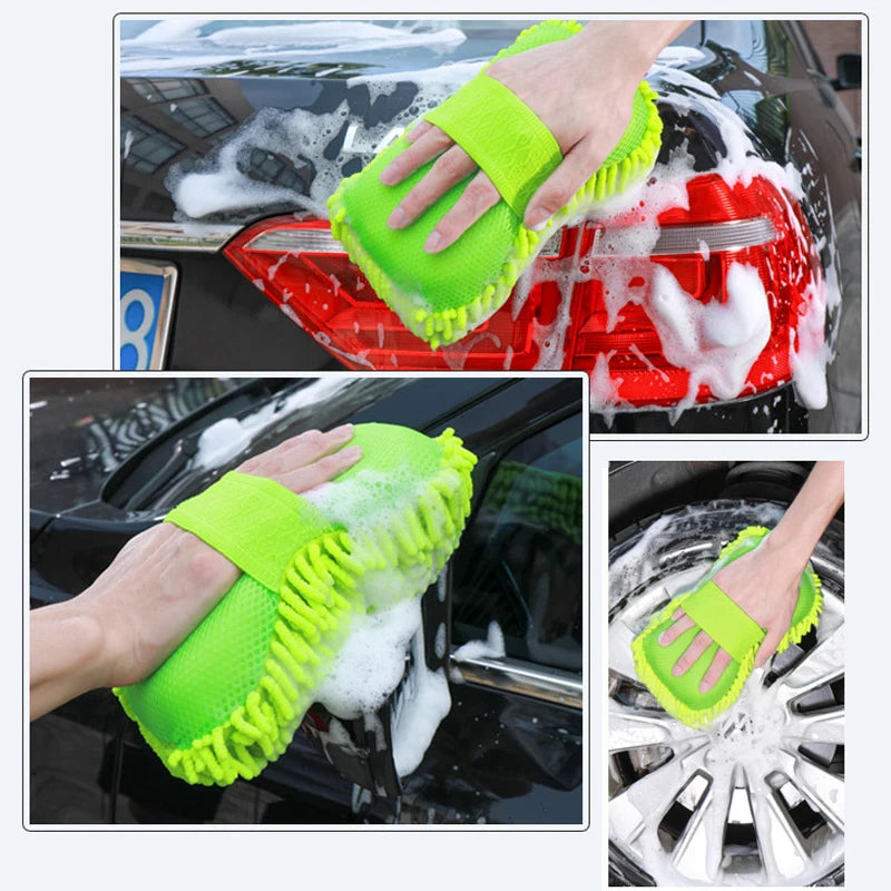 Microfiber Car Washer Sponge Cleaning Car Care Detailing Brushes Washing Towel Auto Gloves Styling Accessories