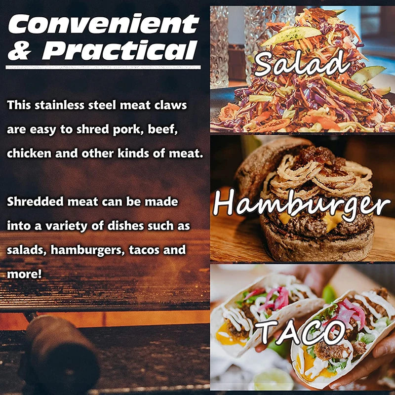 Meat Claws for Shredding Pulled Pork, Chicken, Turkey and Beef- Handling & Carving Food - Barbecue Grill Accessories