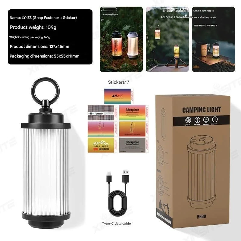 3000mAh 38-KT 38 Light 38 Explore USB Rechargeable Camping Lanterns Outdoor Tent Lamp Powerful Mini LED Flashlights Camp Light
