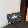 Cosmetic Bag Cute Black and White Elegant Jacquard Canvas Artistic Retro Elegant Flower Convenient Clutch