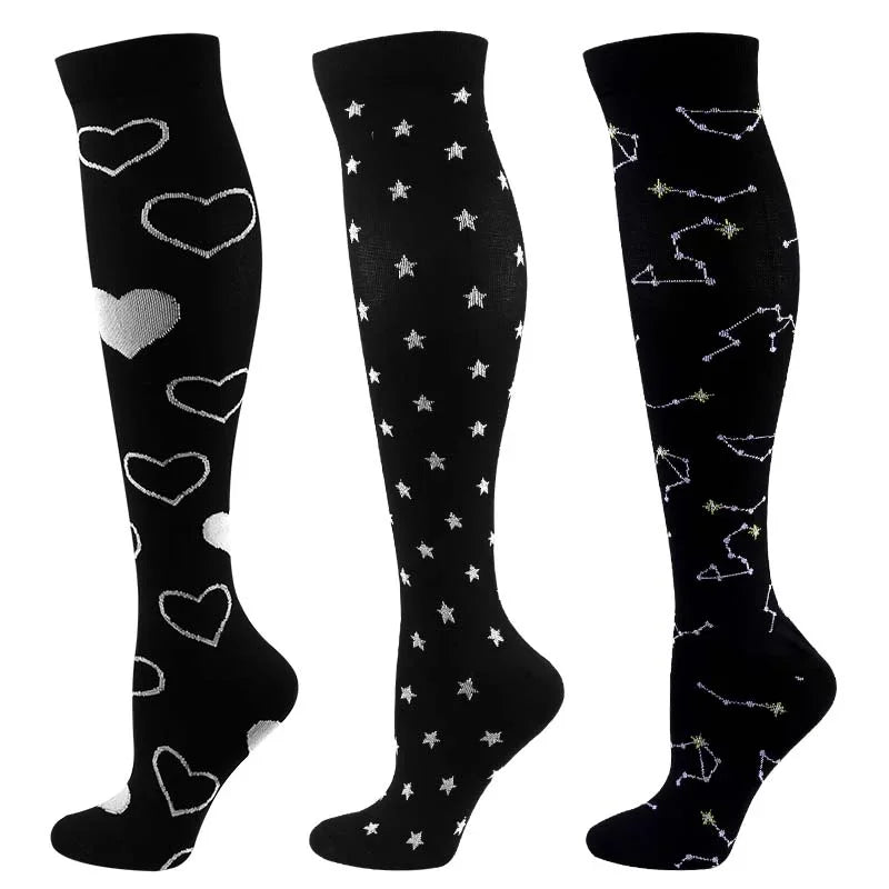 Unisex Compression Socks for Men and Women Medical Diabetes Varicose Veins Sports Socks for Running Cycling Travel Flight Yoga