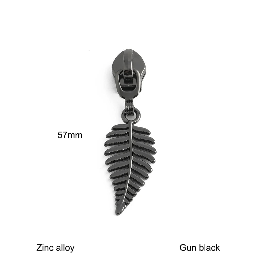 10/30/100PCS 5# Dandelion,Fern Leaf Shape Limited Letter Embossed Zipper Puller Sliders For Handbag Backpack Garment Accessories