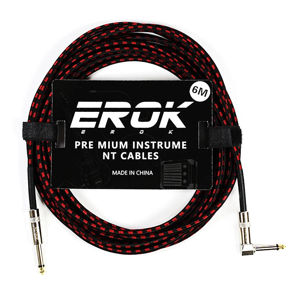 EROK 1.5/3/6/10M Guitar Audio Cables Anti-Noise Line 6.35mm Male to Male Colorful Braided Line Pedal Guitar Bass Universal Cable