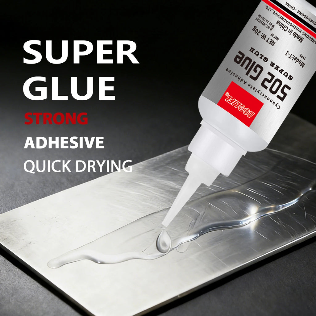 LOOLIFL 20g502 Super Glue Cyanoacrylate Adhesive Strong Bond Multi-Purpose for Shoes Ceramics Metal Plastic Toy Repair DIY Craft