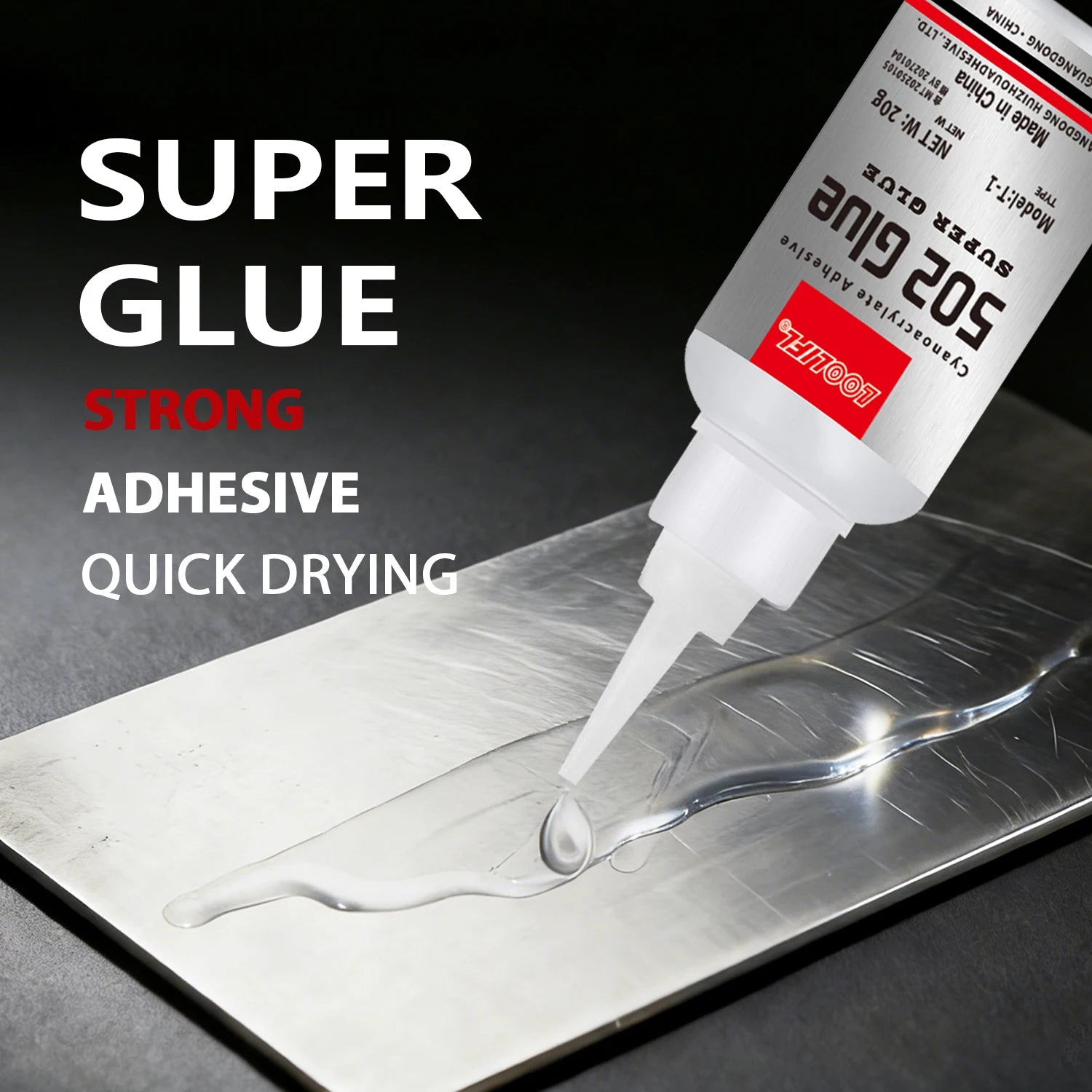 LOOLIFL 20g502 Super Glue Cyanoacrylate Adhesive Strong Bond Multi-Purpose for Shoes Ceramics Metal Plastic Toy Repair DIY Craft