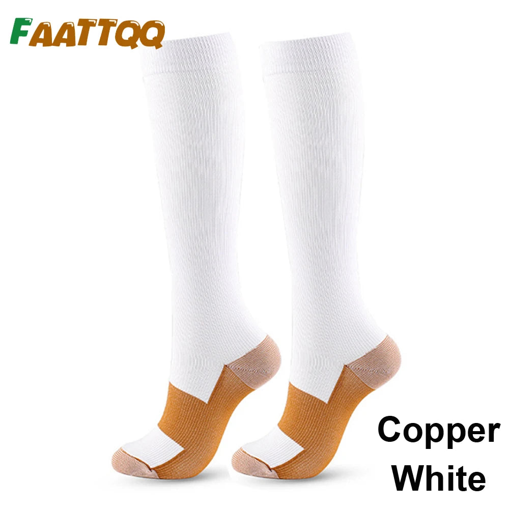 FAATTQQ 1Pair Compression Socks for Men & Women 15-20mmHg-Graduated Supports Socks for Soccer Travel Hiking Running Nurses