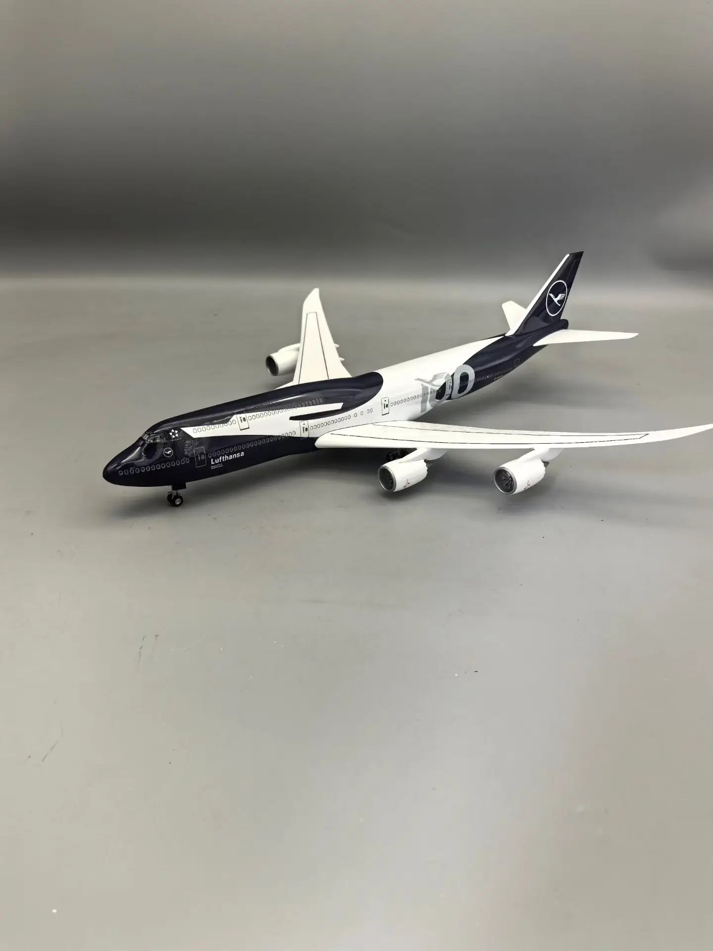 47cm Collectible Plane b747 Lufthansa 100years Diecast Airplane Model Kits Resin W Light and Wheel Aircraft Jet Model