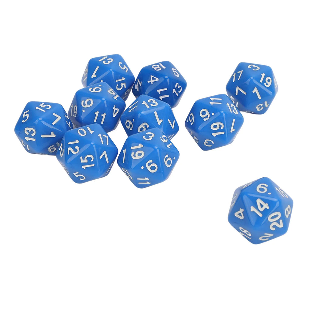 10PCS Polyhedral Dice Set Plastic Lightweight 20 Sided Dice for Role Playing Table Games Polyhedral Dice 1-20 Number