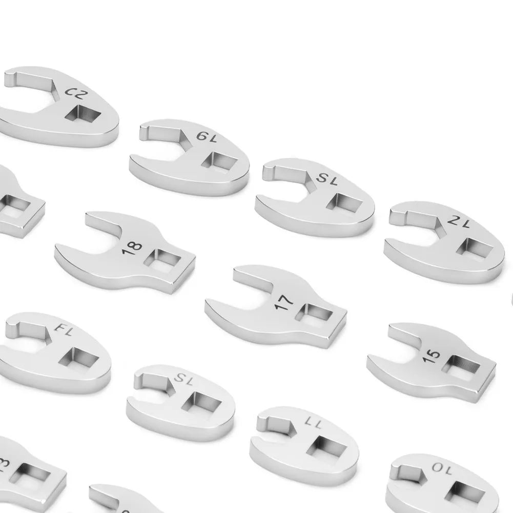 10Pcs 3/8Inch Drive Crowfoot Wrench 10-22mm Open End Spanner For Torque Wrench Maintenance Wrench Tool Adapters