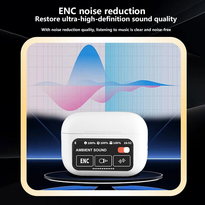 A9 Pro Bluetooth Headset LCD Smart Color Screen Wireless Active Noise Reduction Super Long Battery Life Touch Screen Headphone