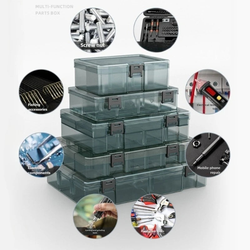Thickened Grid Plastic Tool Box Screw Storage Organizer with Removable Dividers Adjustable Compartments for Car Repair DIY