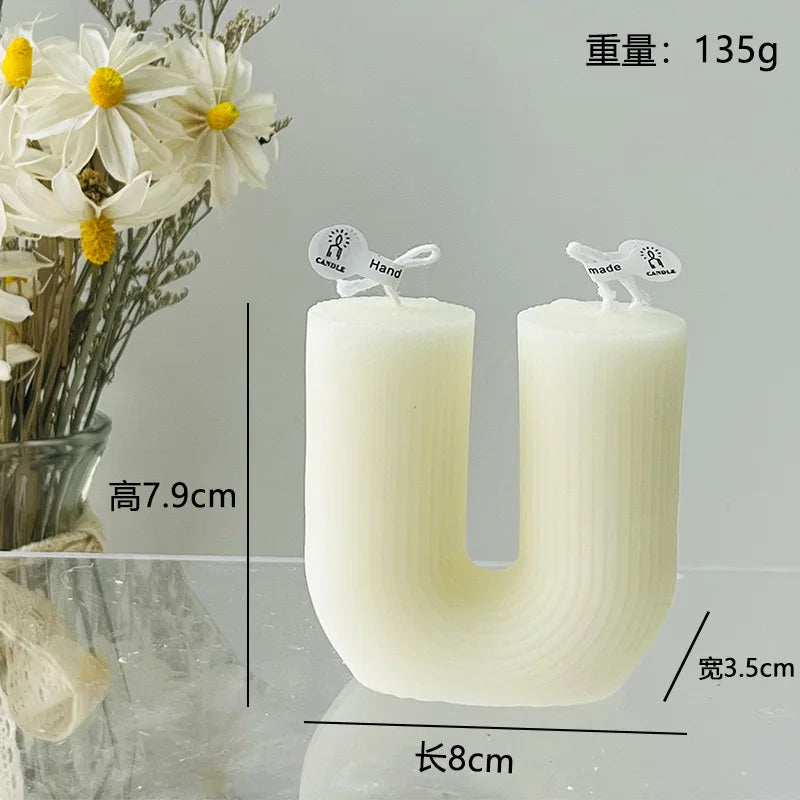 Nordic Minimalist White Scented Candle Atmosphere Home Decor Wedding Arrangement Cylinder Geometric Shape Fragrance Candle