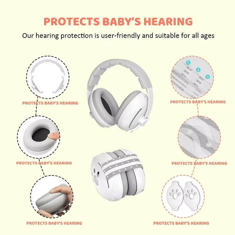 Baby Noise Cancelling Ear Muffs Sleeping Sound Insulation Safety Noise Reduction Ear Defenders Baby Earmuffs with Non-Slip Band