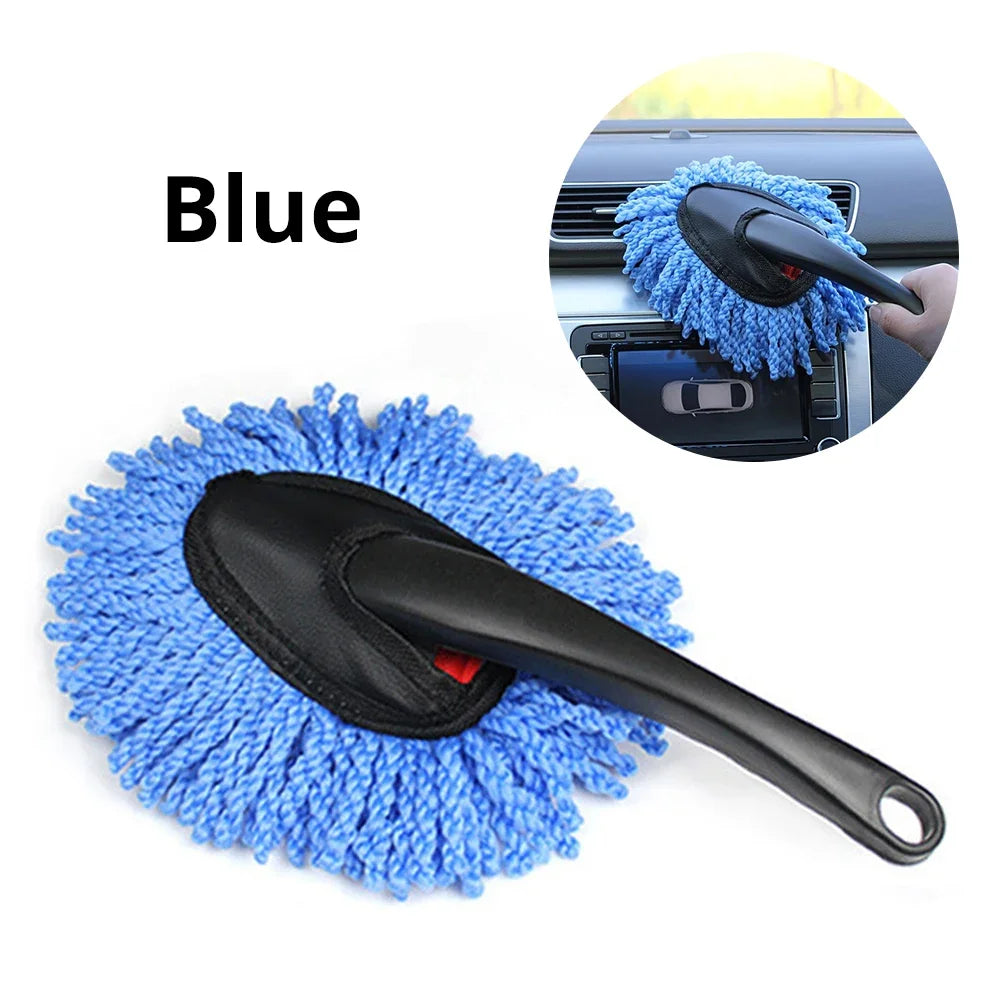 Car Dust Removal Small Duster Wipe Car Soft Brush Cleaning Mini Bristle Brush Dust Removal Nanofiber Interior Accessories Blue