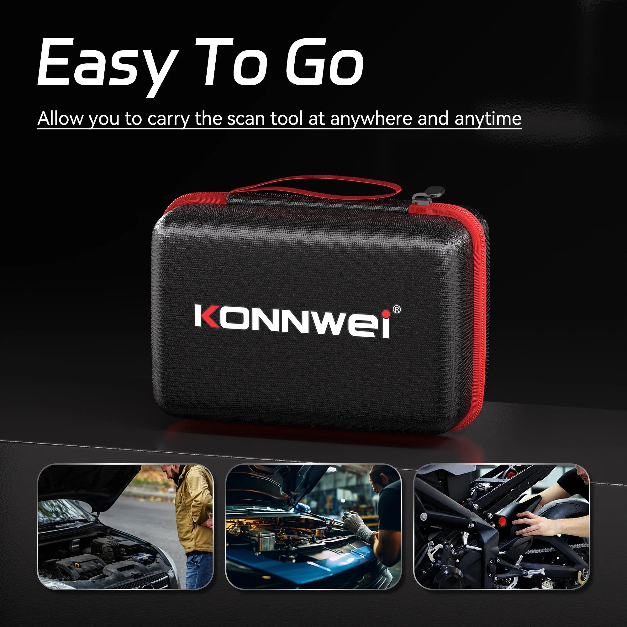 2026 KONNWEI Car Handheld OBD Scanner Storage Box Lightweight Stylish Car Battery Tester Storage Box Car Storage Organiser Box