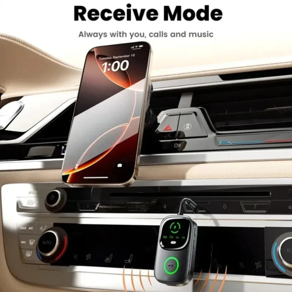 2 in 1 Wireless Audio Receiver Transmitter Bluetooth 5.4 AUX 3.5mm for TV PC Car Airplane Gym Device Dual Headphone Connection