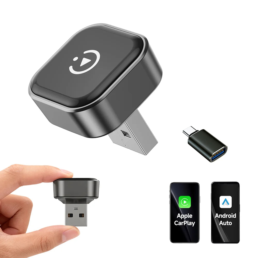 in 1 Wireless CarPlay Android Auto Adapter USB A Type-C Dual Dongle Convert Factory Wired Car Play to Wireless Plug and Play Ca