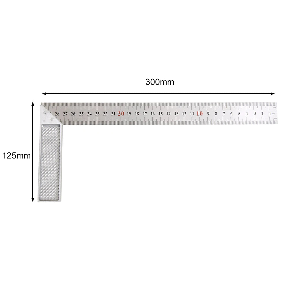 300mm Aluminum Alloy Square Ruler 90 Degree Right Angle Turning Ruler Woodworking Measuring Tools Gauge New