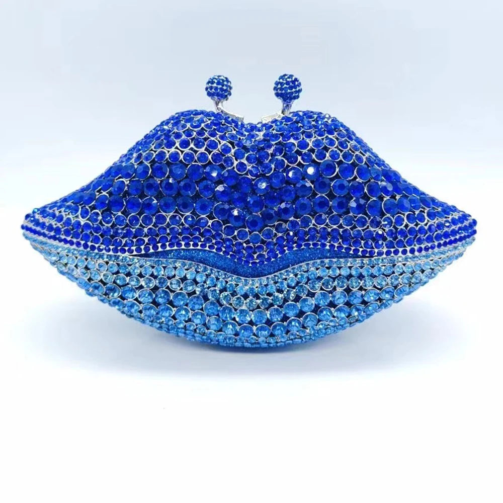 New Arrival Mouth Crystal Evening Bag Yellow/AB Diamond Wedding Bridal Clutches Purses Women’s Rhinestone Mini Minaudier Handbag