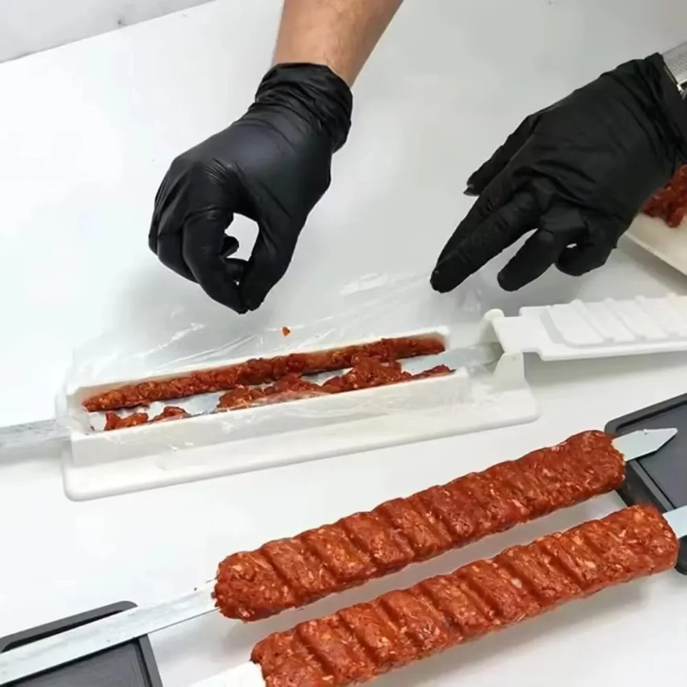 Single Row Kebab Maker BBQ Meat Skewer Press Machine Reusable Plastic Tool for Grill Preparation Kitchen Cooking Accessory