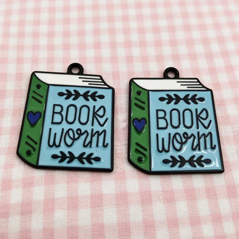 10pcs English Letter Love Book Pendant Drip Oil Alloy Jewelry Accessories Necklace Keychain Pendant DIY Handmade