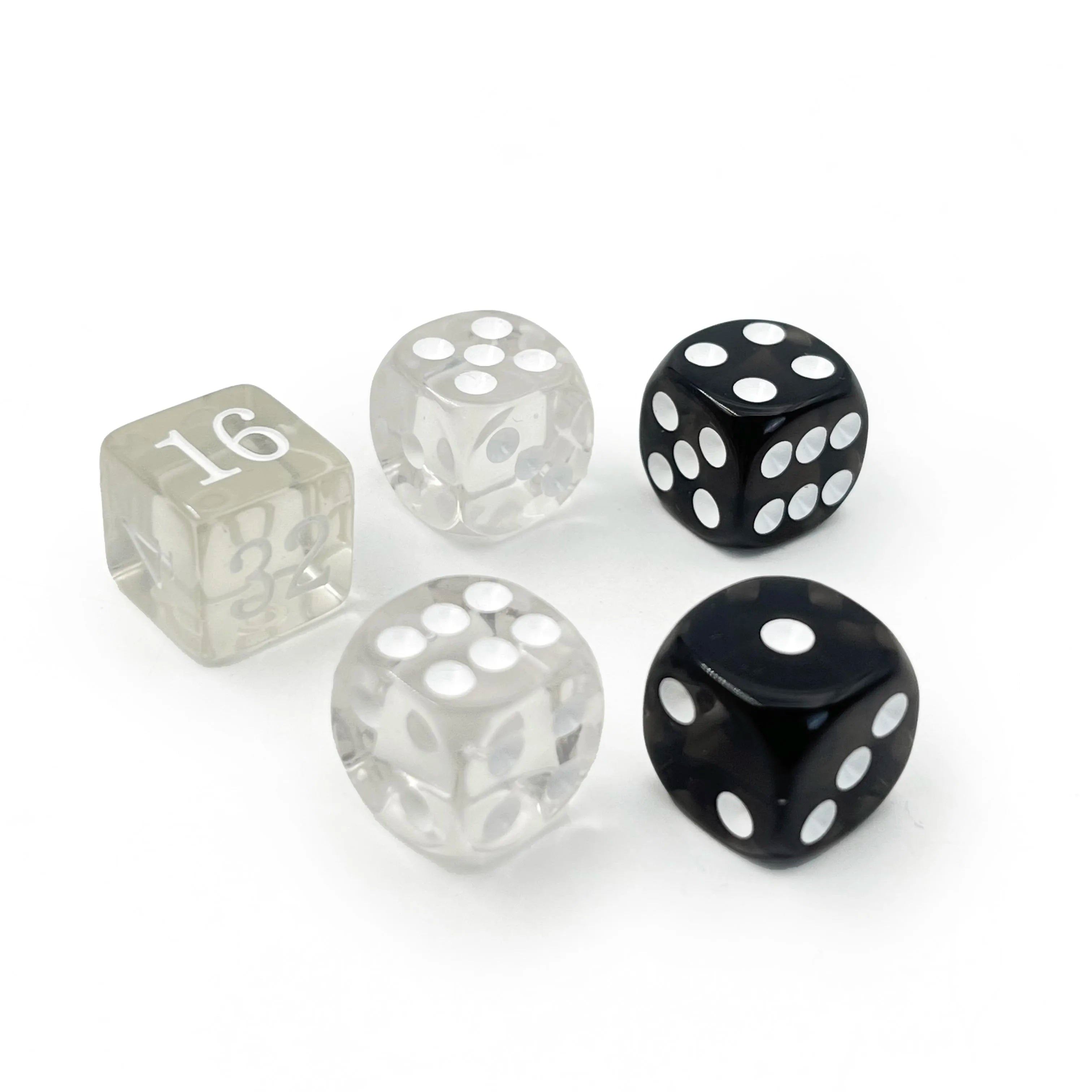 5pcs/Set Pearl Dice 16mm Doubling Cube and Four 16mm Pearl Point Dice For Backgammon Game