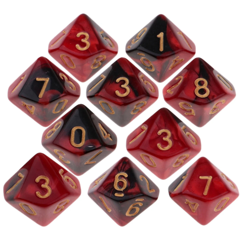 10pcs RPG DND Polyhedral Dice Set D10 D8 – Board Game Multi-sided Dice / 10 dés polyédriques RPG DND D10 D8 – Jeux de société multi-faces