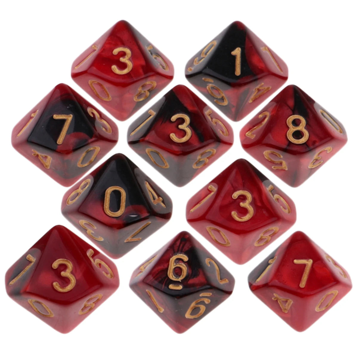 10pcs RPG DND Polyhedral Dice Set D10 D8 – Board Game Multi-sided Dice / 10 dés polyédriques RPG DND D10 D8 – Jeux de société multi-faces