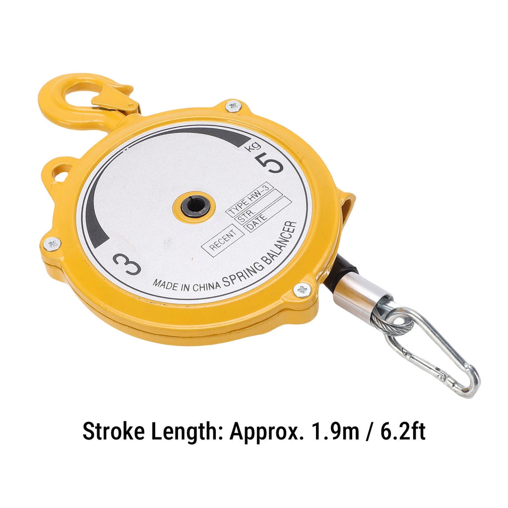 Spring Balancer 3-5kg Load Bearing Self Locking Retractable Tool Holder with 1.9m Wire Rope and Hook