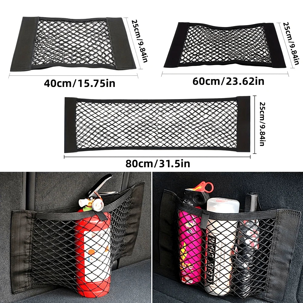 Universal Car Storage Bag Double Mesh Trunk Storage Net Car Built-in Storage Bag Car Heavy-Duty Car Storage Bag Fixed Net Anti
