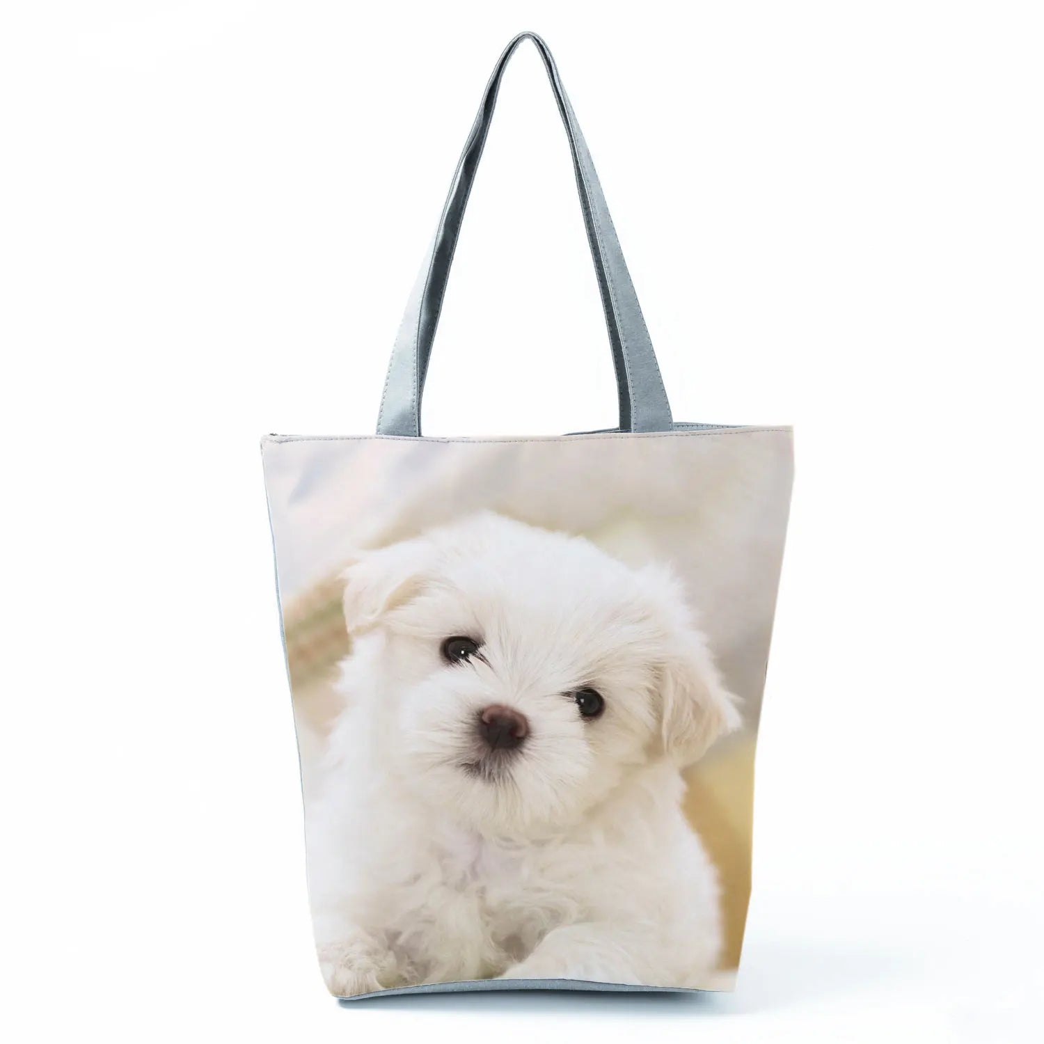 Cute Maltese Dogs Print Handbags Casual Women Shopping Bag Large Capacity Foldable Shoulder Bags Eco Reusable Travel Beach Totes