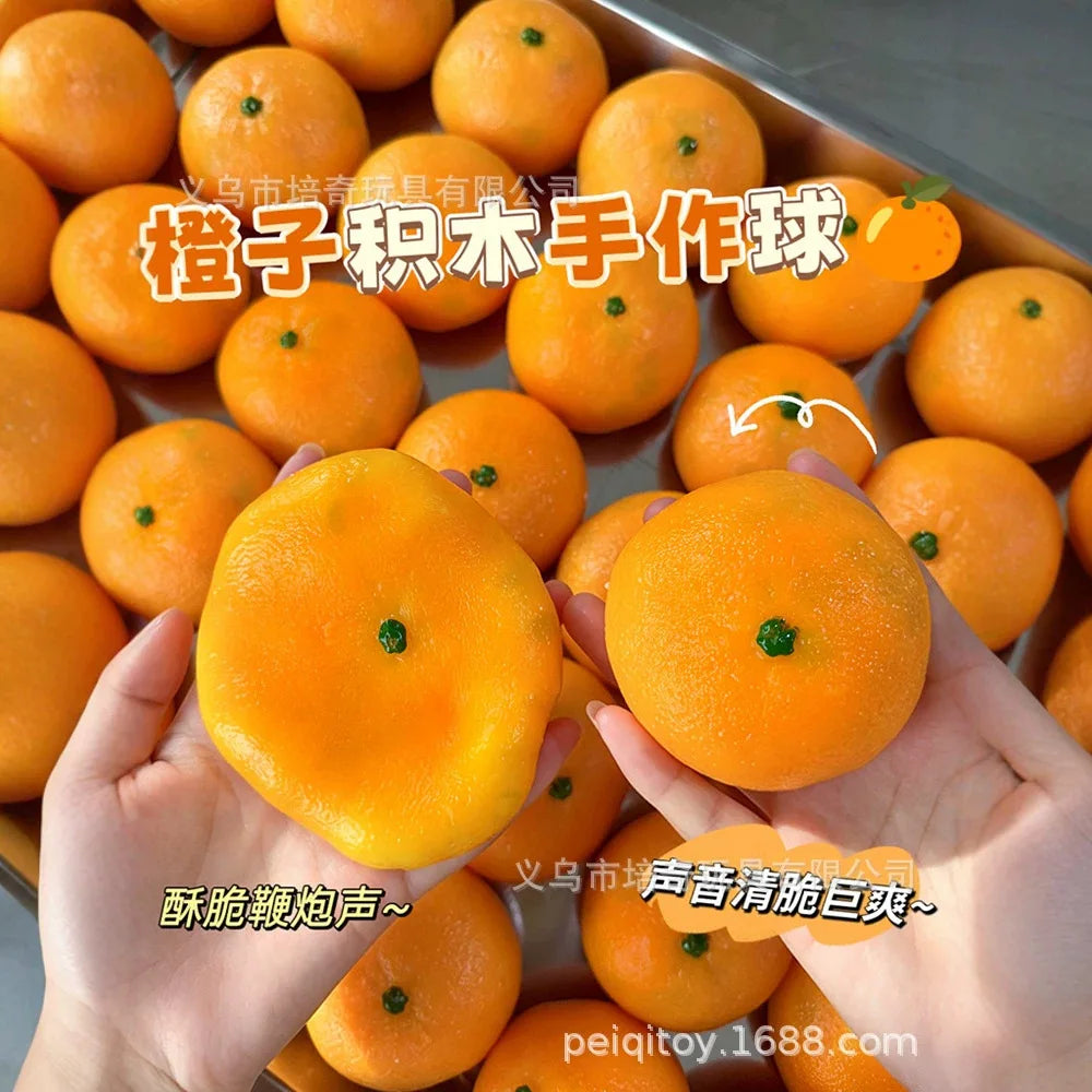 Orange Crispy Handmade Ball Ice Sand Ball Does Not Rebound, Relieves Stress, Pinch, and Play with Toys