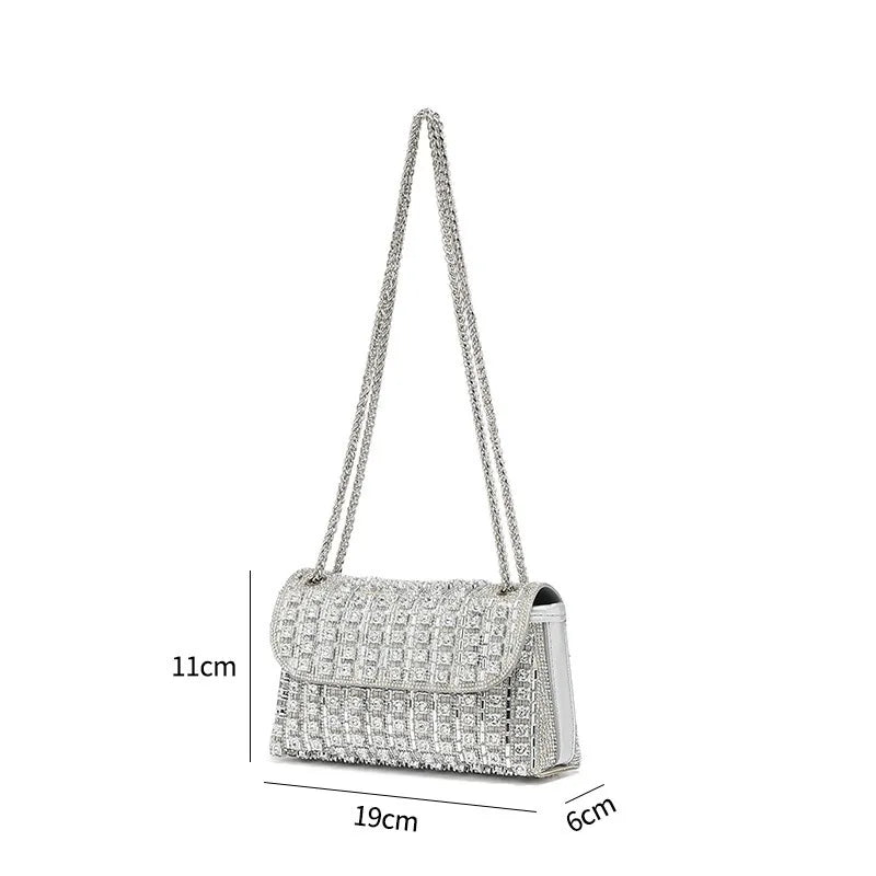 Colorful Rhinestone Bag Fashionable Large Capacity Oblique Span Shoulder Bag Crystal-Embellished Party Clutch Torebka Wieczorowa