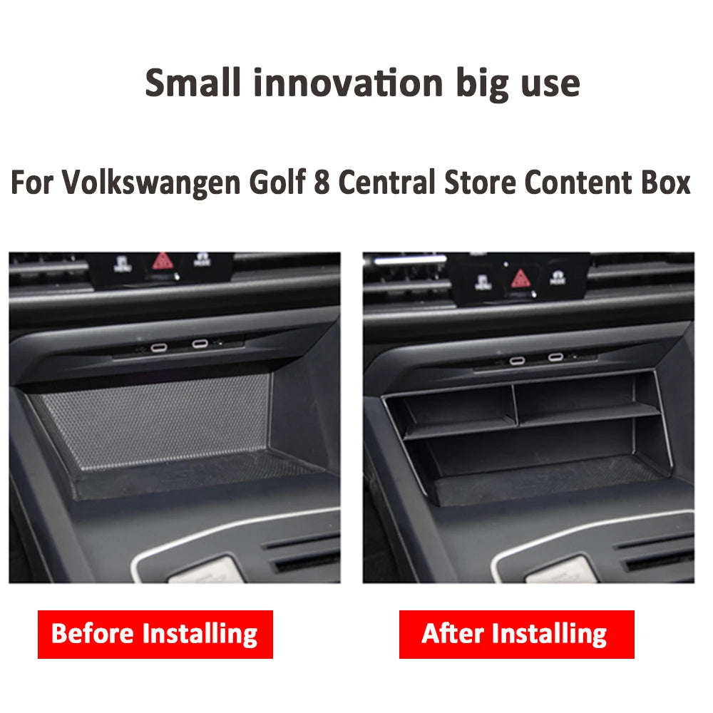 Car Center Console Organizer for VW Golf 8 MK8 2020-2023 LHD Storage Box Interior Accessories Custom Dashboard Decoration