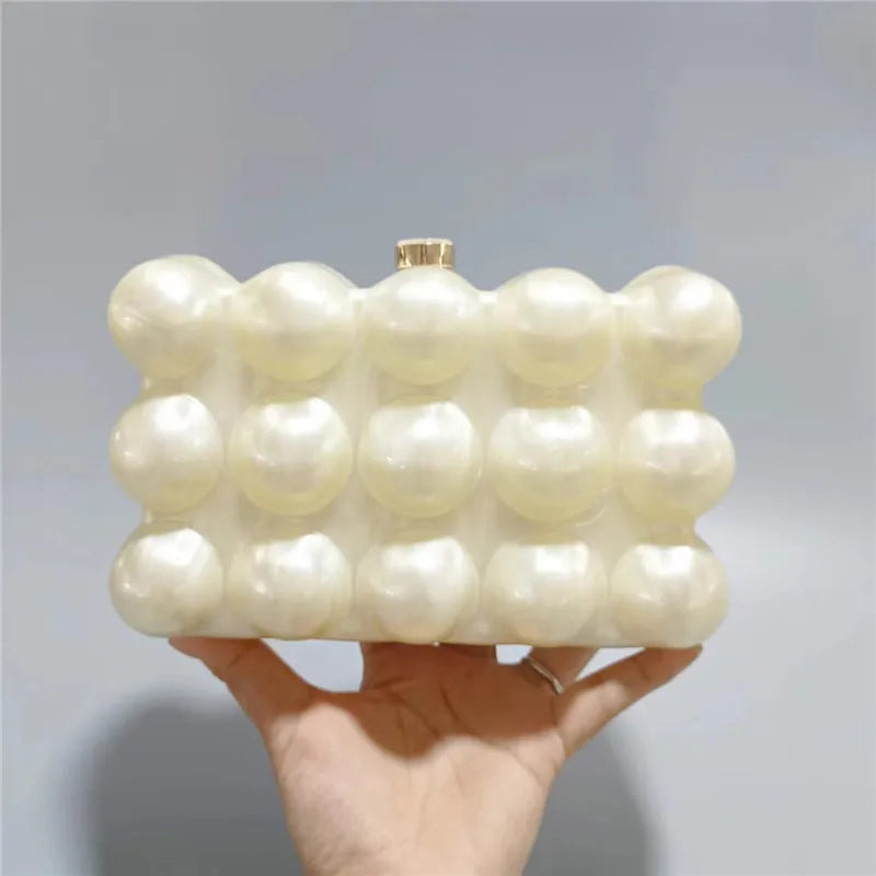 Women New Trend Acrylic Evening Clutch Bag,Europe and America Fashion Luxury Party Wedding Purses Chain Shoulder Crossbody Bag
