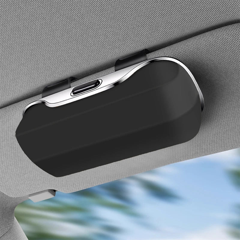 Universal Clip-On Car Sunglasses Holder — Sun Visor Eyeglass Case, Soft-Lined, Anti-Scratch, Durable ABS, Fits All Vehicles