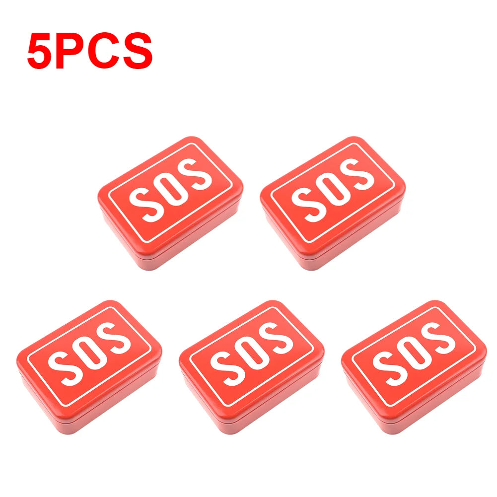 1-5pcs SOS Tin Medicine Pill Storage Case Lid Container For Outdoor Survival Gear Kits Set First Aid Pill Box Camping Equipment