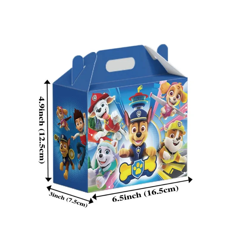 12PCS Paw Patrol Birthday Party Supplies Baby Shower Bag Cute Anime Kids Gifts Candy Decoration Creative Packaging Box
