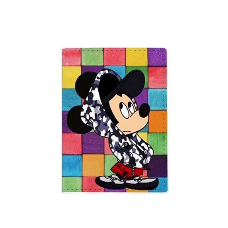 Disney Mickey Minnie Women Girls Travel Accessories Passport Cover Holder PU Leather Unisex ID Bank Card Holders Wedding Gifts