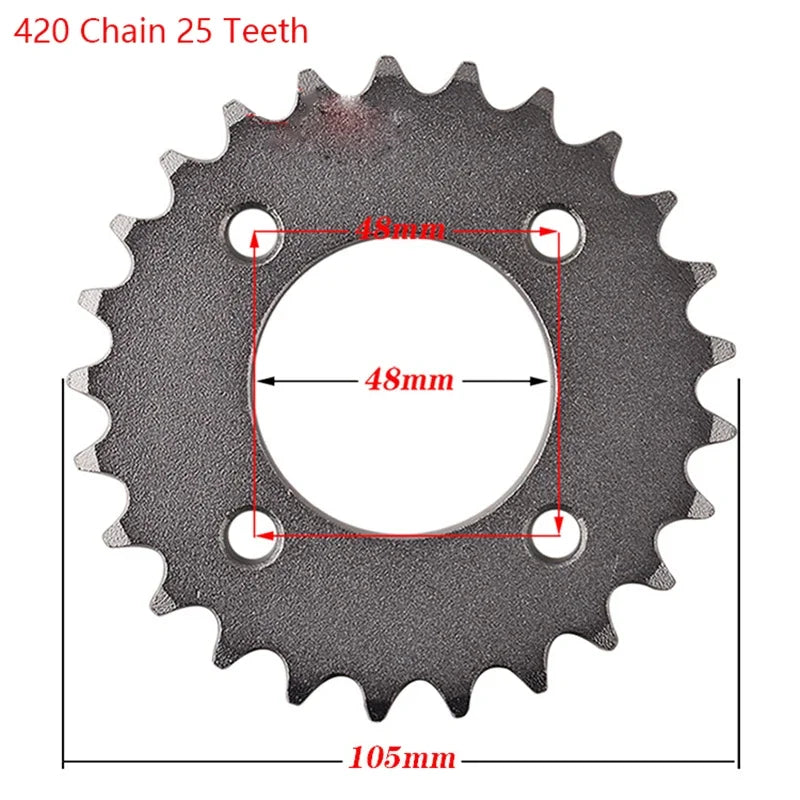420 Chains 25T/37T/39T/41T/43T/48T Rear Sprocket Cog for Dirt Pit Bike 125/140/150/160cc CRF70 90 110 TTR100 KLX65
