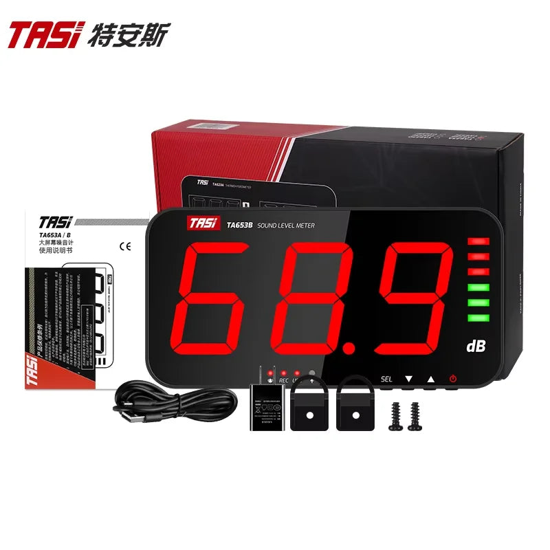 Wall-Mounted Sound Level Meter 30-130dB LED Digital Decibel Noise Tester Sound Light Alarm USB Data Logger for Bar Factor