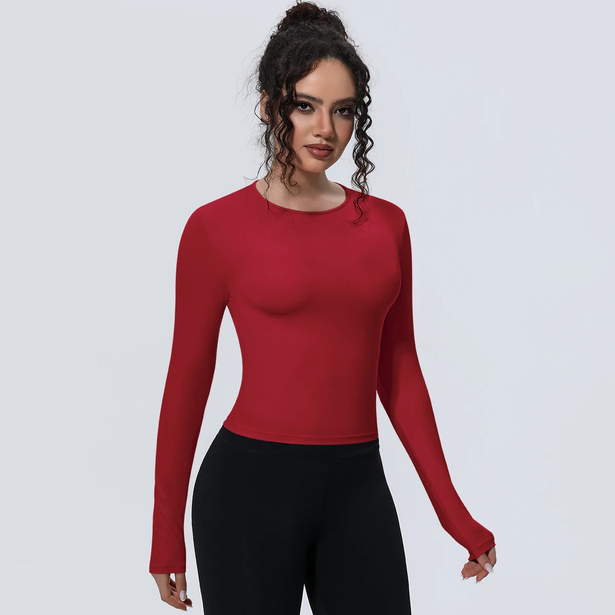 Woman's Yoga Long Sleeved Gym Sports Running Top Slim Breathable Soild Color Fitness Top Running Shirts Gym Top Yoga Sport Top