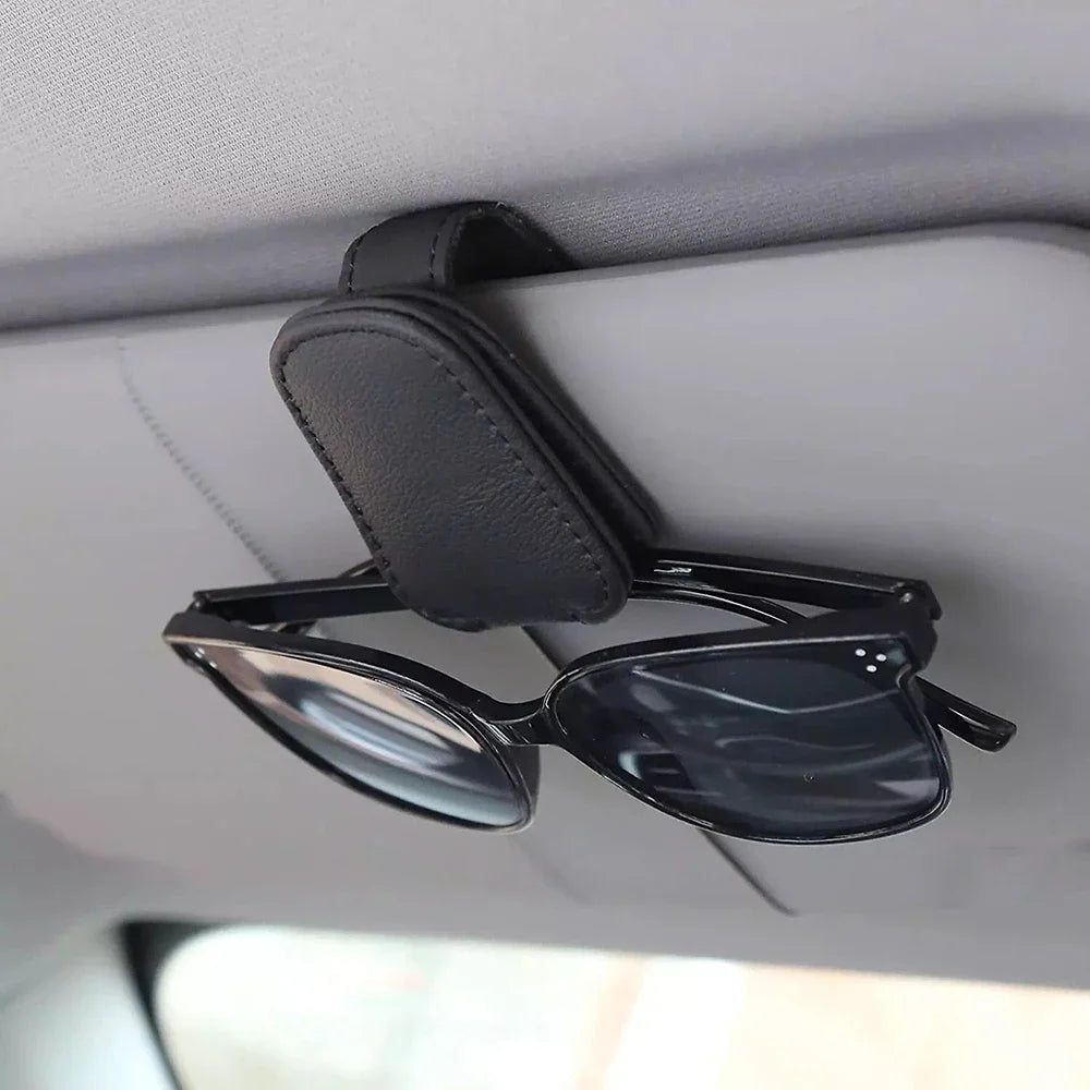1Pcs Sunglasses Holder Car Sunshade Accessories Is Suitable for Car Sunshades Magnetic Leather Sunglasses Clip and Ticket Clip